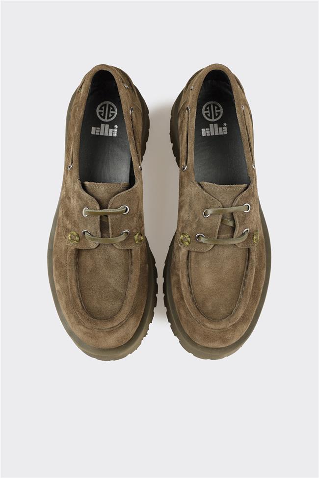Haki Deri Kadın Günlük Ayakkabı