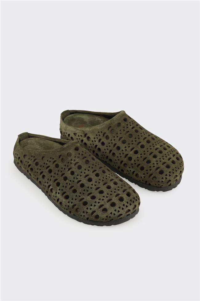 Haki Deri Kadın Terlik