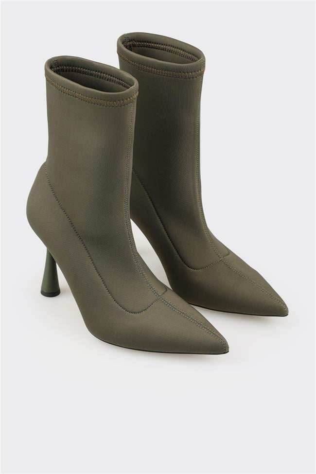 Haki Kadın Yüksek Topuk Bot