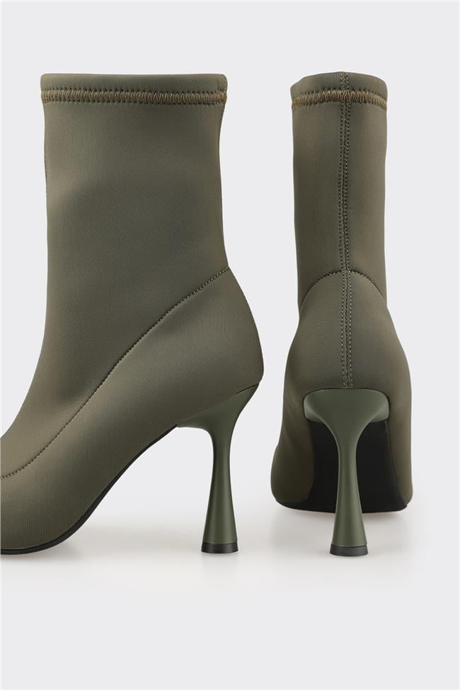 Haki Kadın Yüksek Topuk Bot