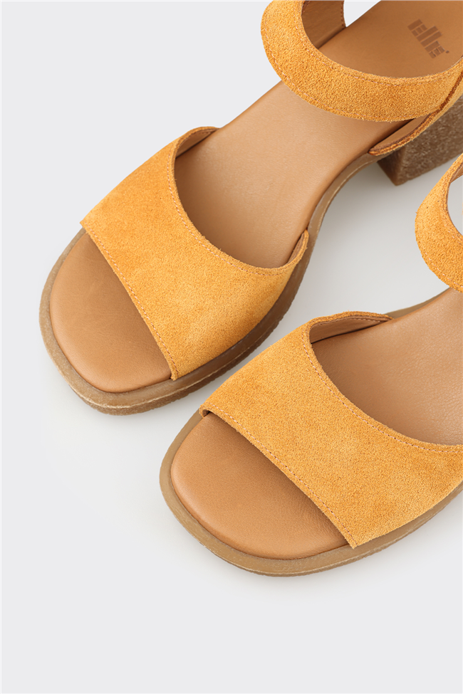 Hardal Deri Kadın Sandalet