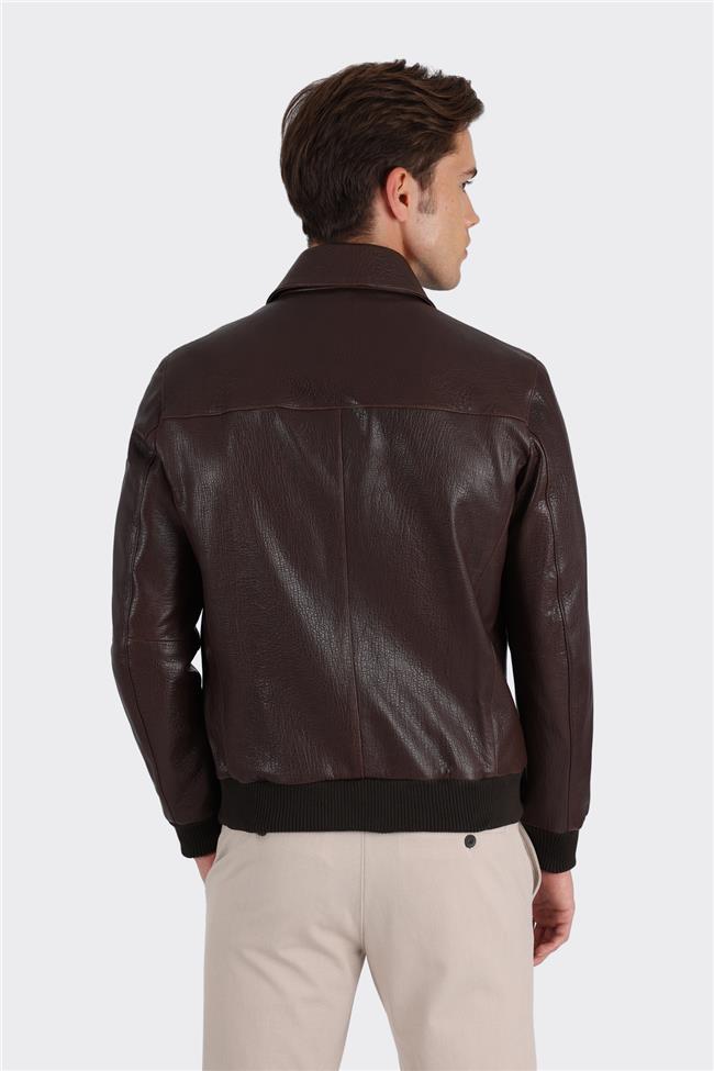 Kahve Deri Erkek Ceket