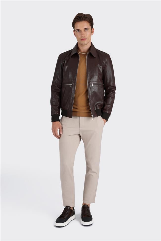 Kahve Deri Erkek Ceket