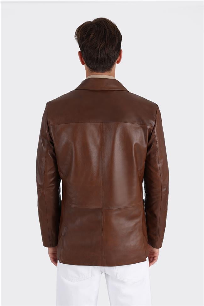 Kahve Deri Erkek Ceket