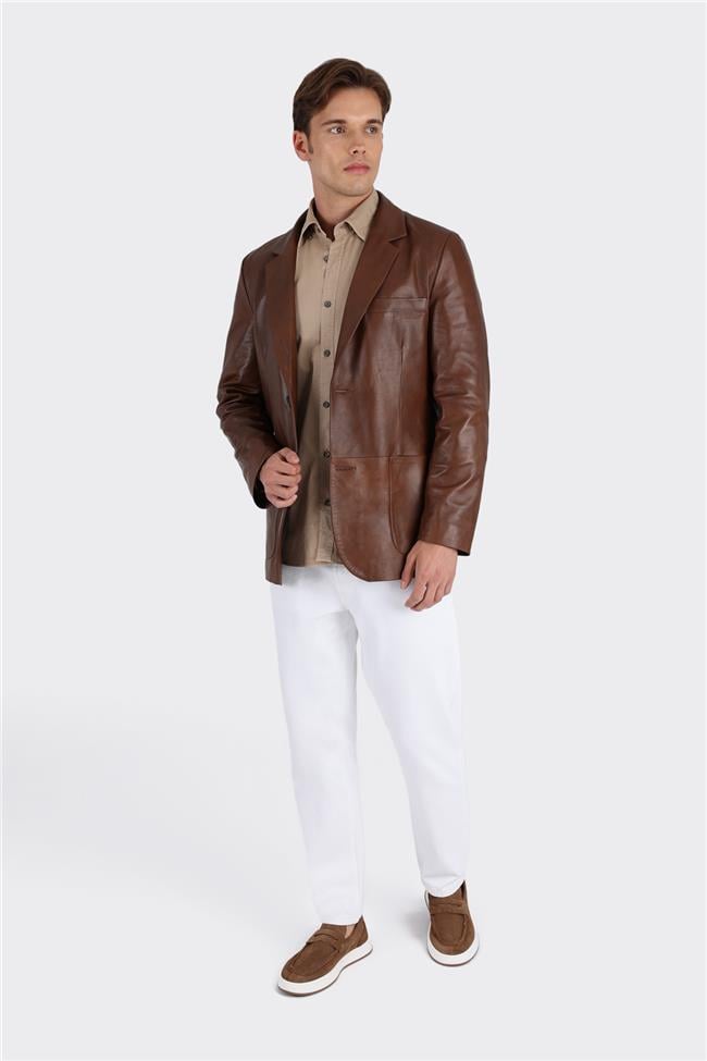 Kahve Deri Erkek Ceket