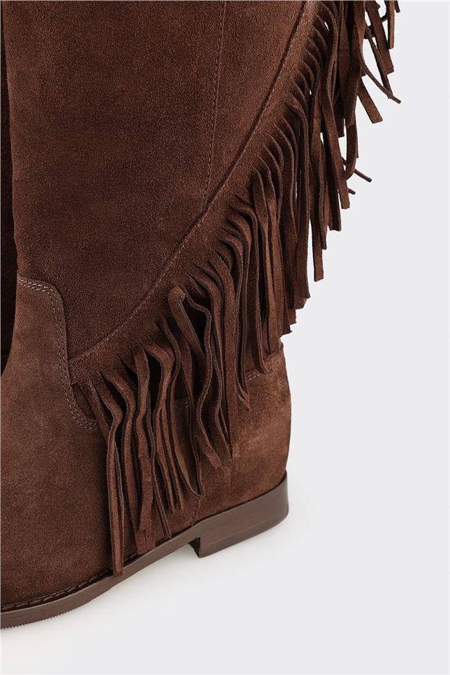 Kahve Deri Kadın Çizme