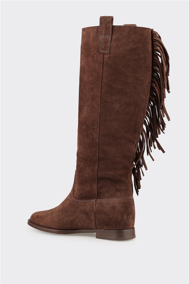 Kahve Deri Kadın Çizme