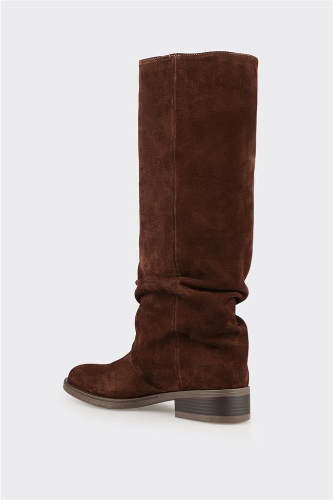 Kahve Deri Kadın Çizme