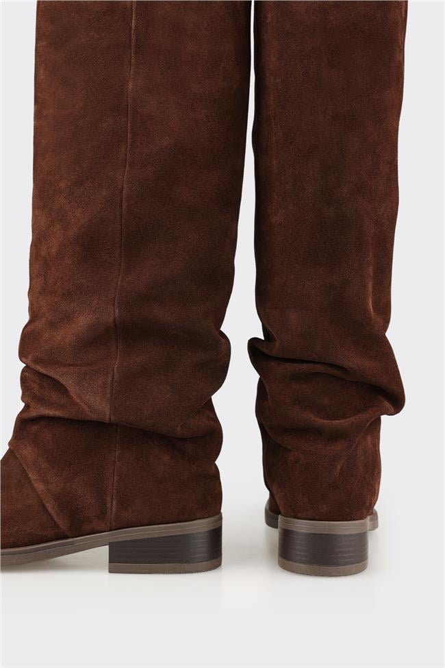 Kahve Deri Kadın Çizme