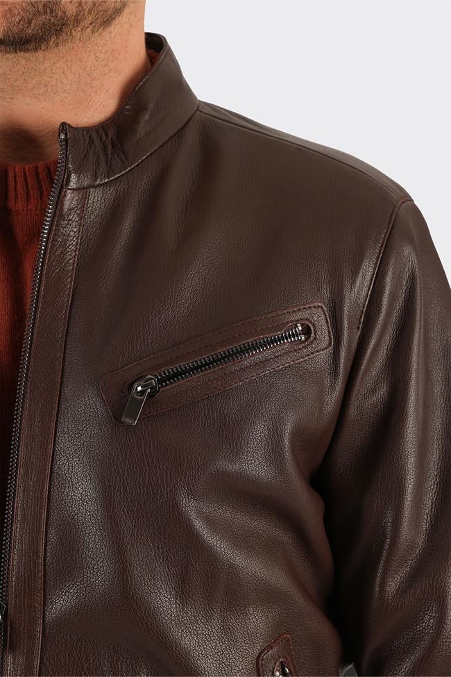 Kahve Deri Erkek Ceket