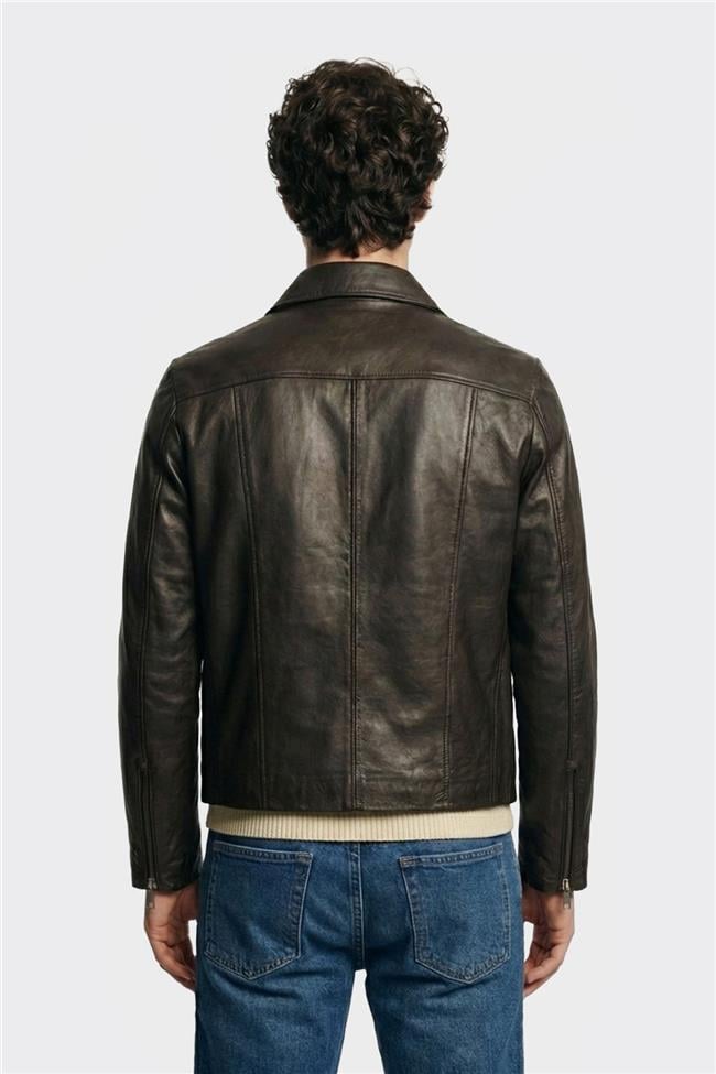 Kahve Deri Erkek Ceket