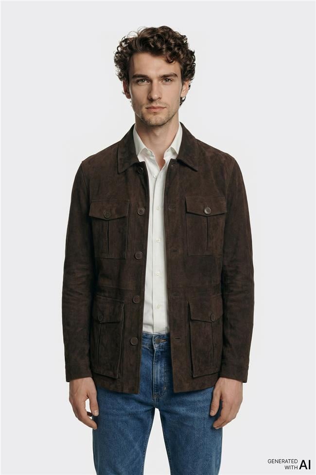 Kahve Deri Erkek Ceket