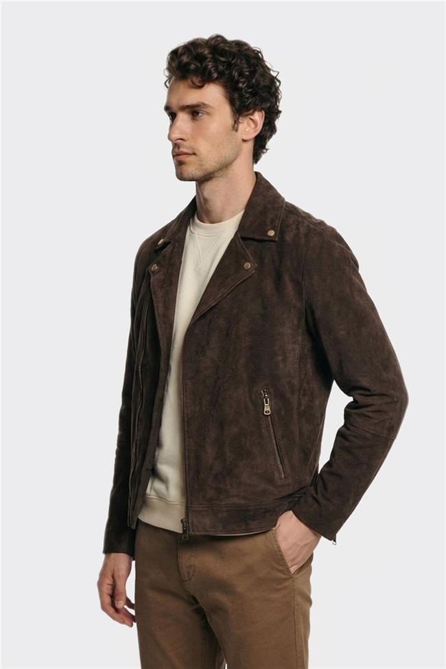 Kahve Deri Erkek Ceket