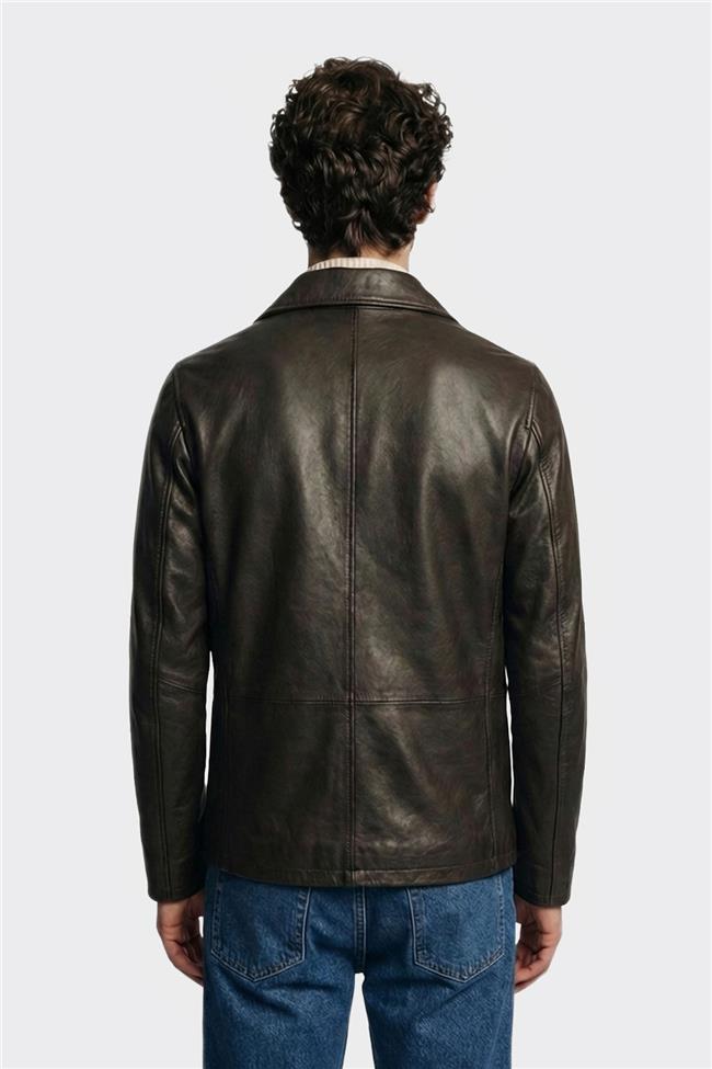 Kahve Deri Erkek Ceket