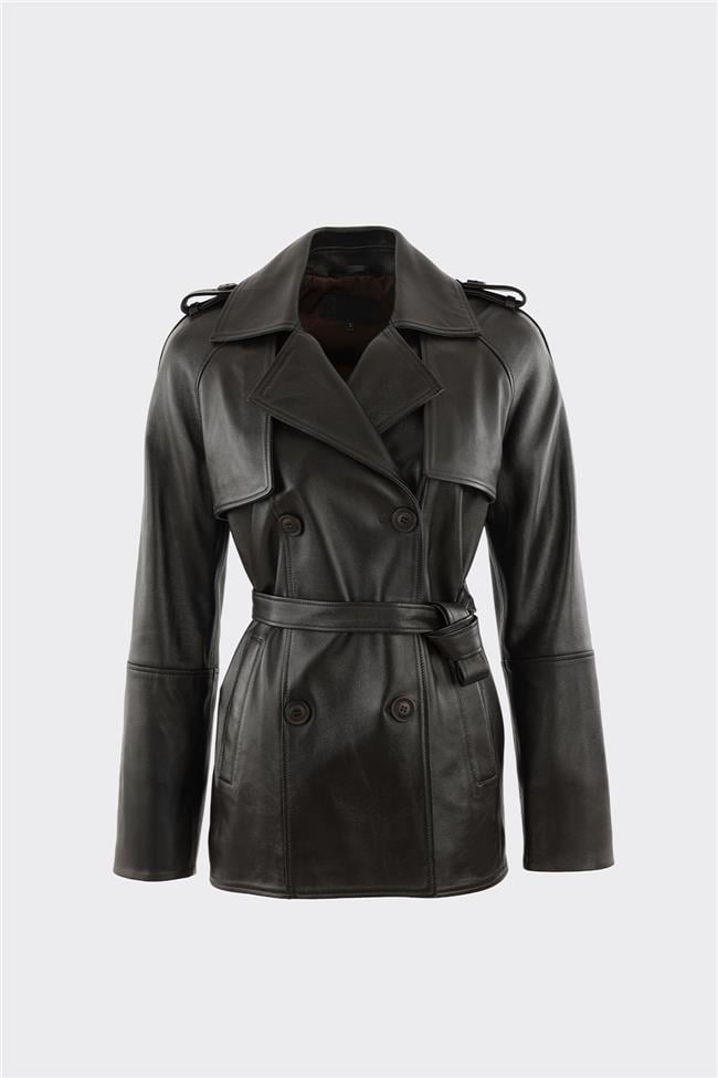 Kahve Deri Kadın Ceket