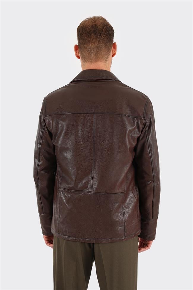 Kahve Deri Erkek Ceket