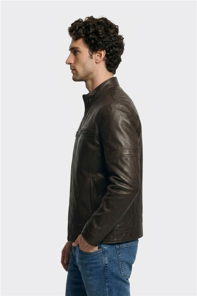 Kahve Deri Erkek Ceket