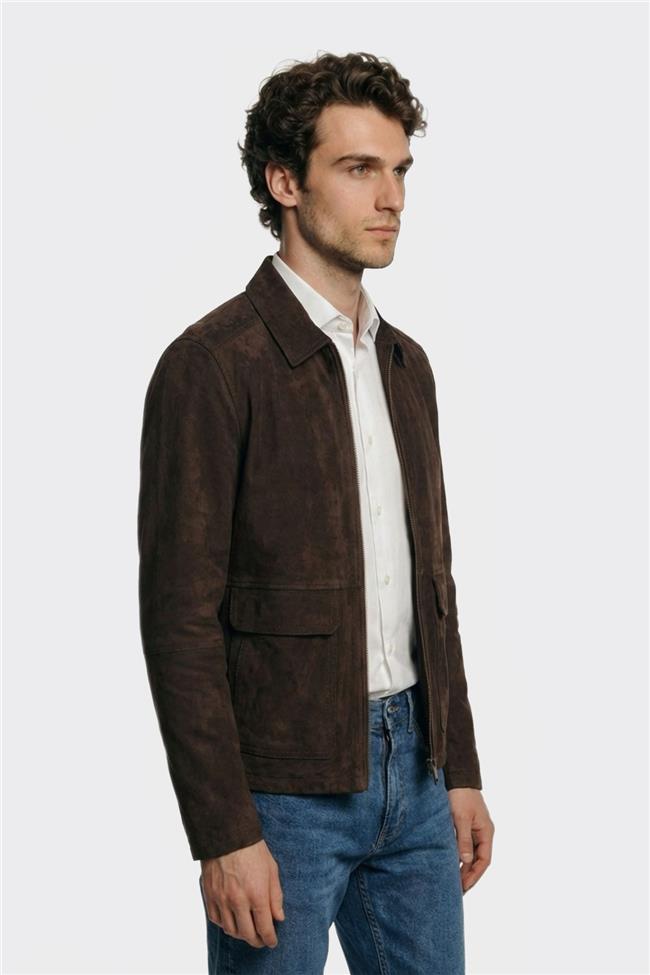 Kahve Deri Erkek Ceket