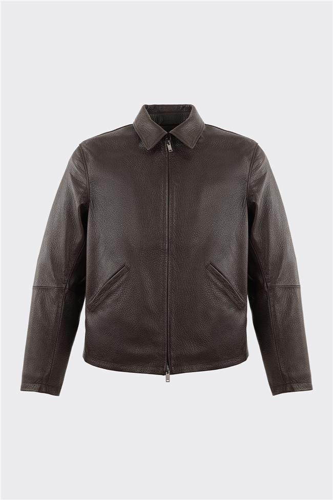 Kahve Deri Erkek Ceket