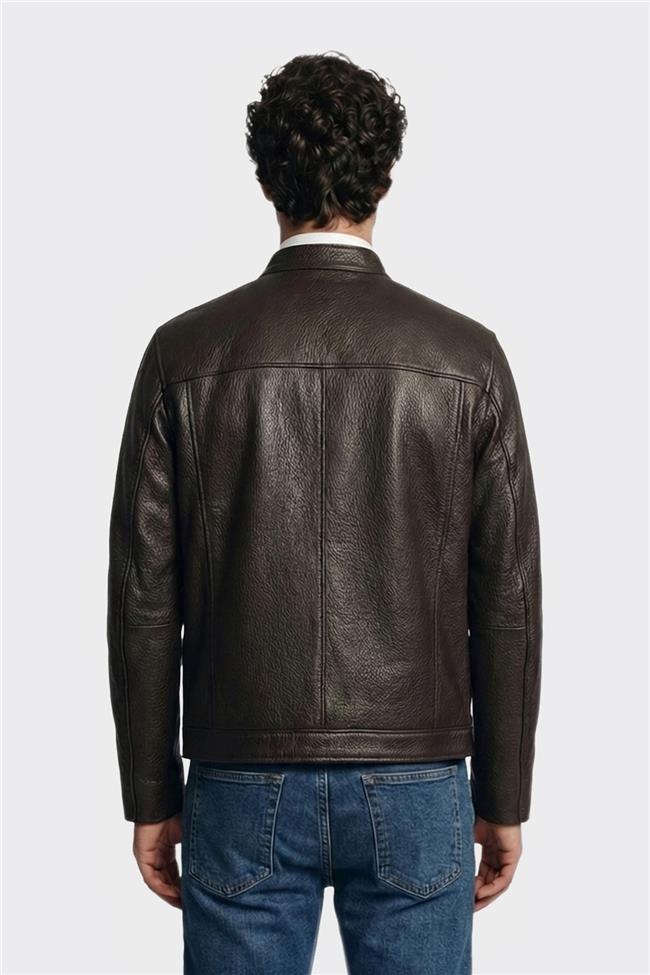 Kahve Deri Erkek Ceket