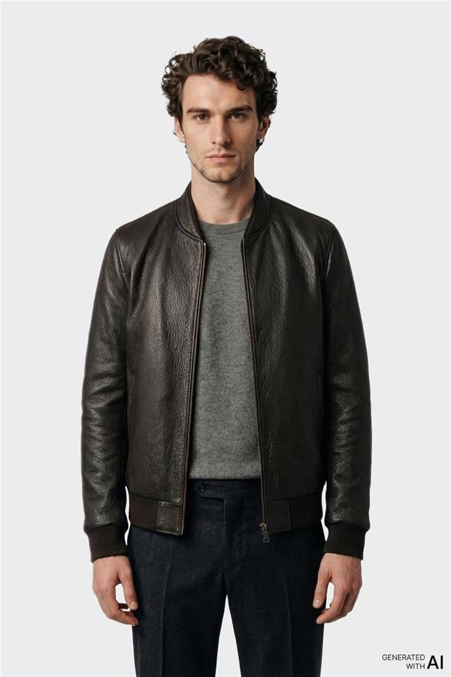 Kahve Deri Erkek Ceket