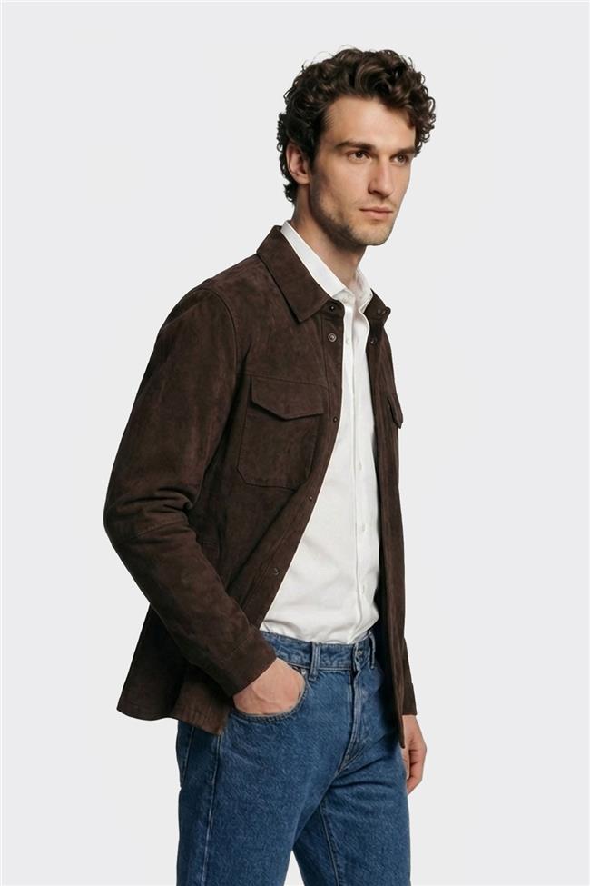 Kahve Deri Erkek Ceket