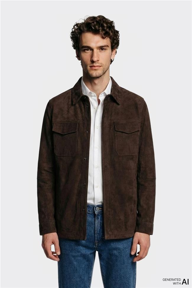 Kahve Deri Erkek Ceket