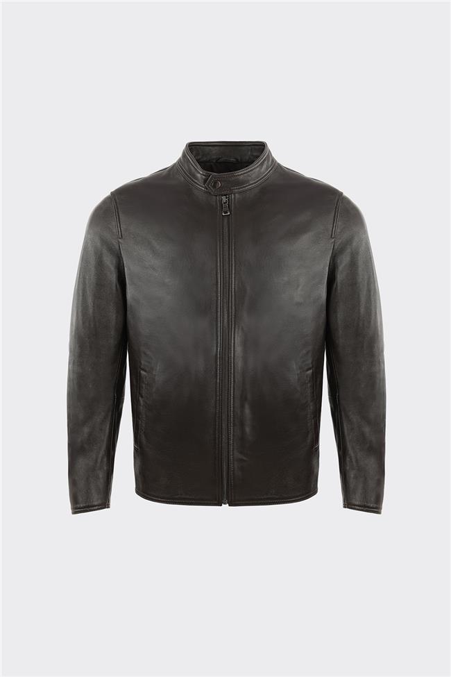 Kahve Deri Erkek Ceket