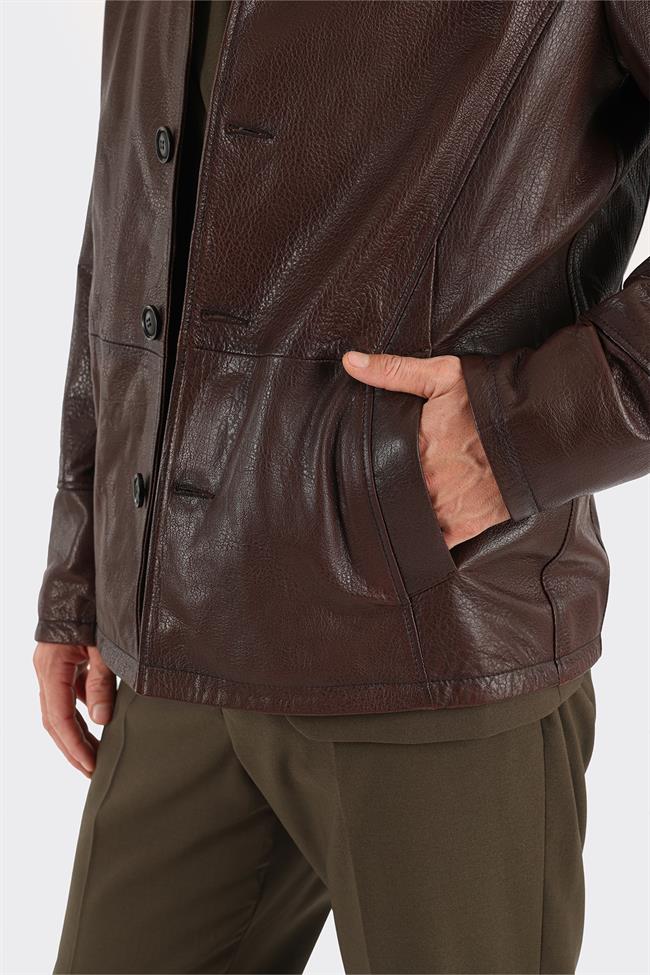 Kahve Deri Erkek Ceket