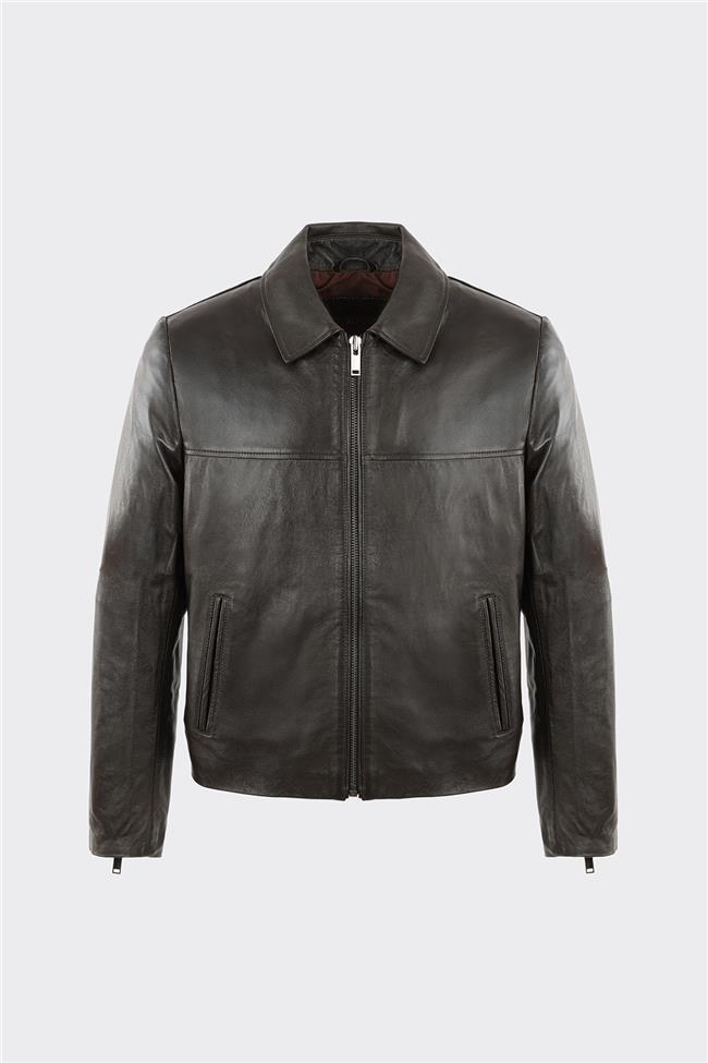 Kahve Deri Erkek Ceket