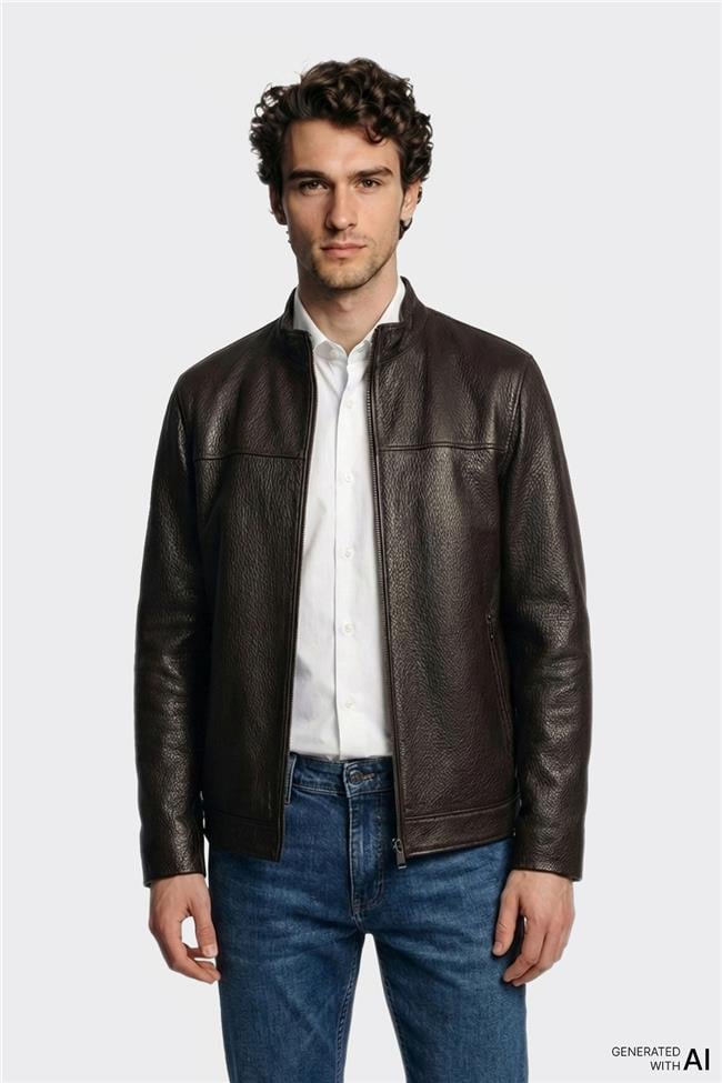 Kahve Deri Erkek Ceket