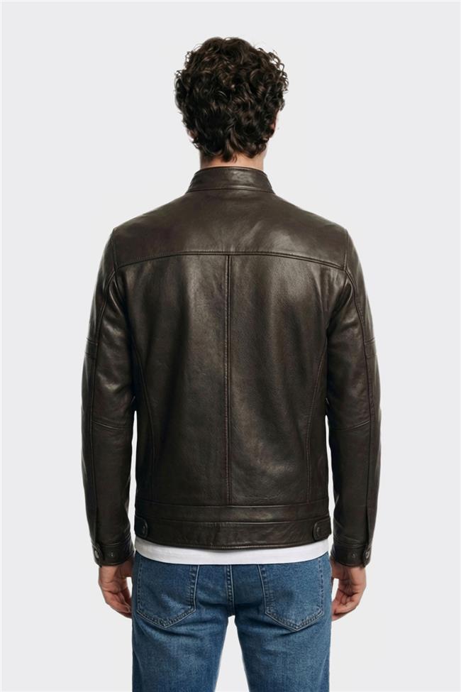 Kahve Deri Erkek Ceket