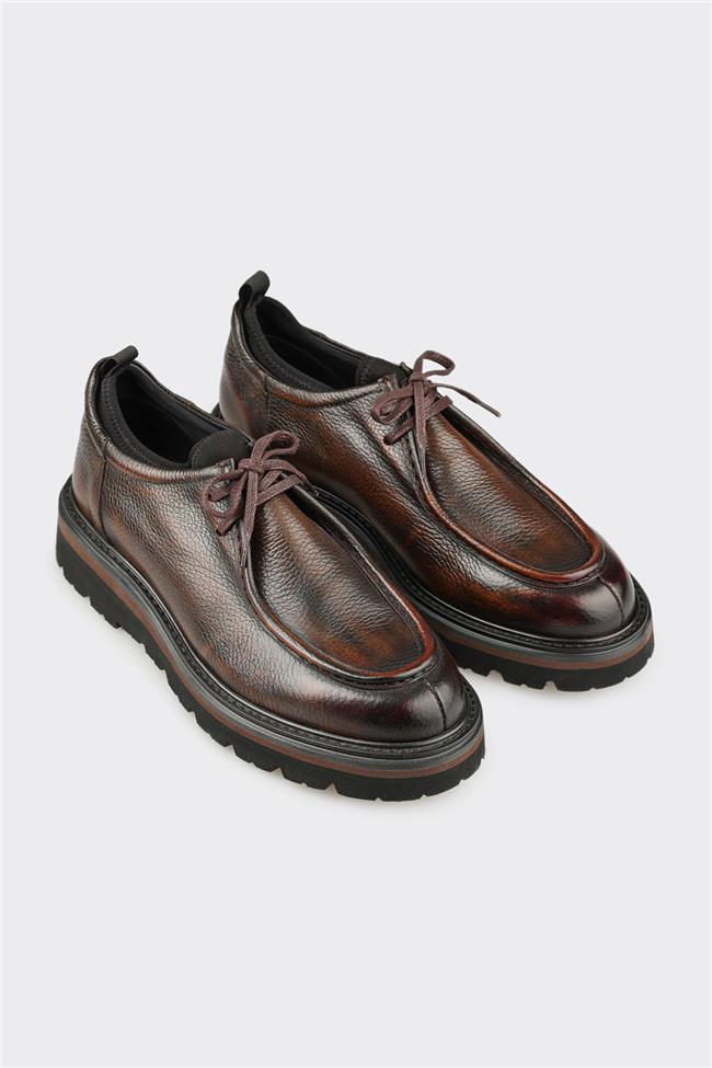 Kahve Deri Erkek Günlük Ayakkabı