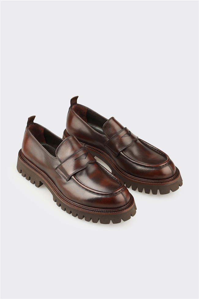 Kahve Deri Erkek Günlük Loafer