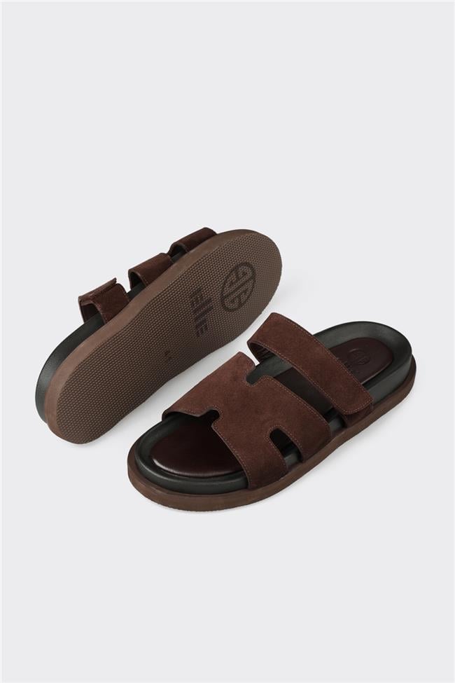 Kahve Deri Erkek Günlük Terlik