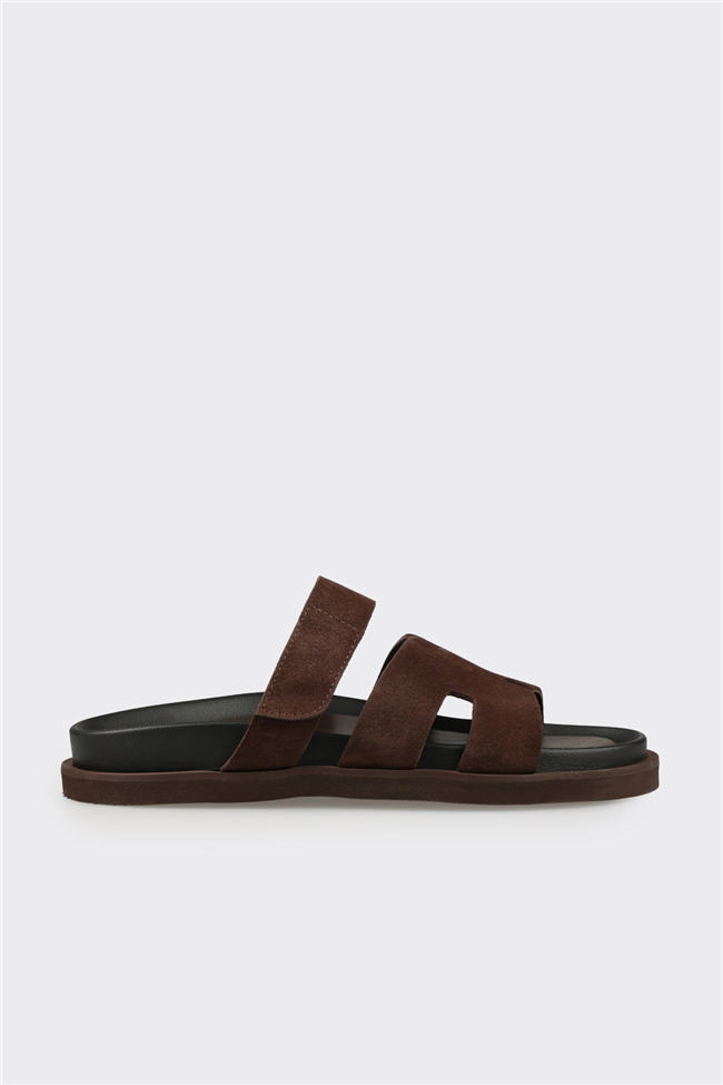 Kahve Deri Erkek Günlük Terlik