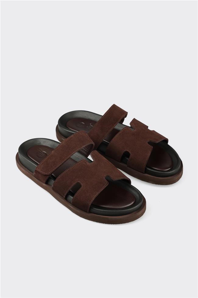 Kahve Deri Erkek Günlük Terlik