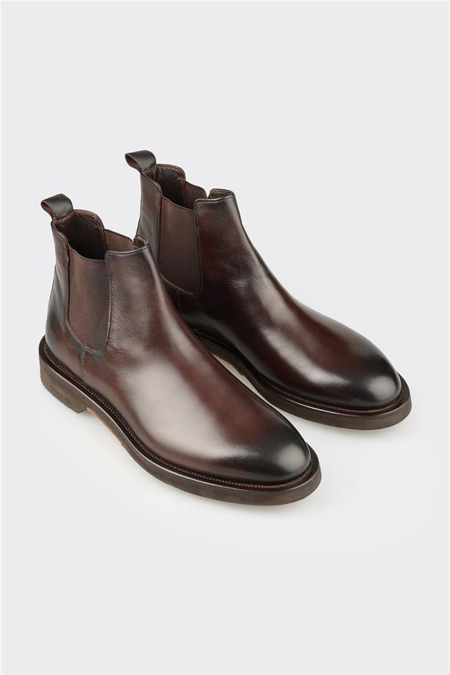 Kahve Deri Erkek Klasik Bot