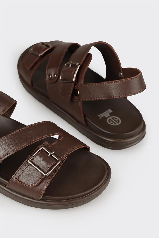 Kahve Deri Erkek Sandalet