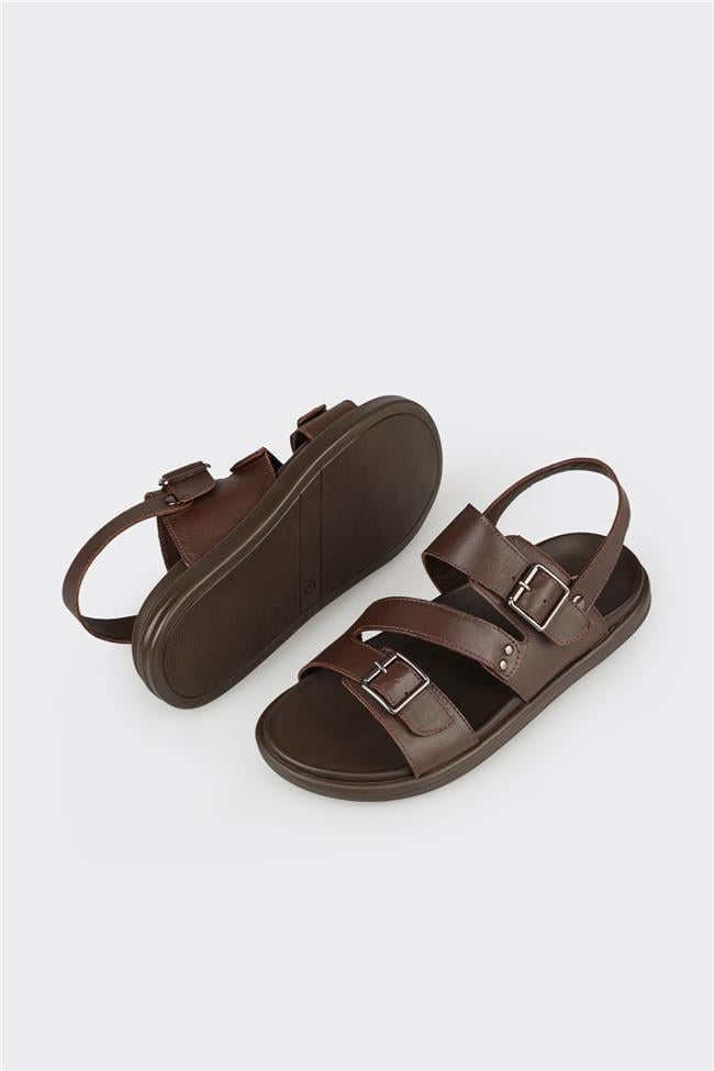 Kahve Deri Erkek Sandalet
