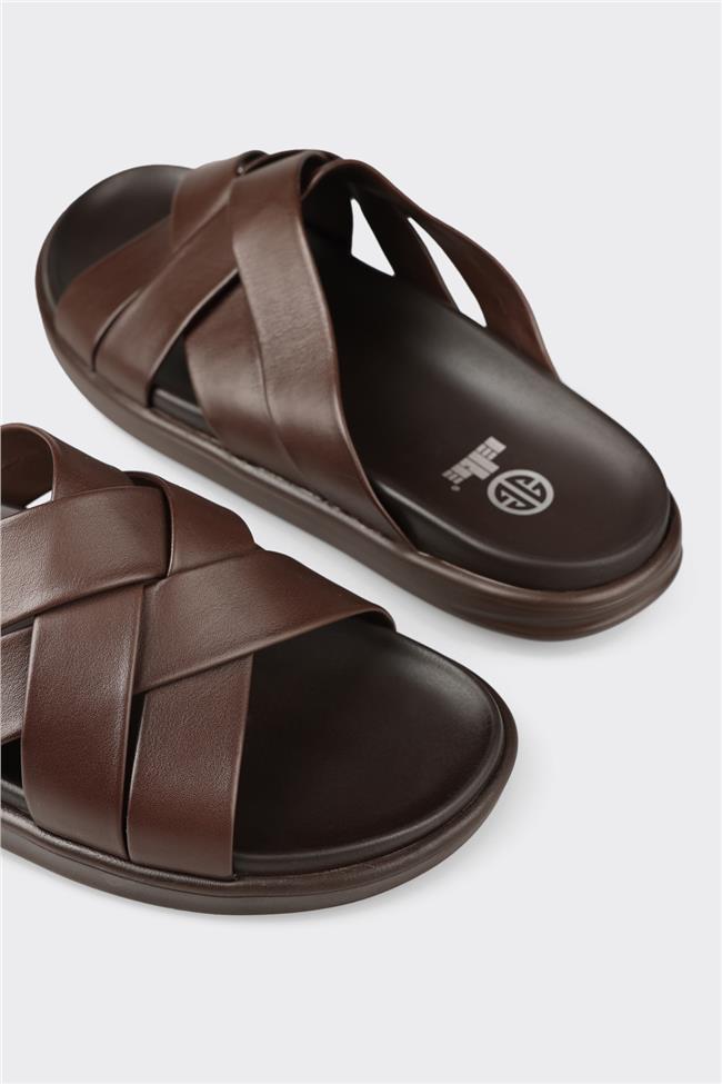 Kahve Deri Erkek Terlik