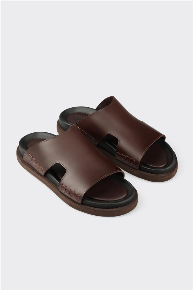 Kahve Deri Erkek Terlik