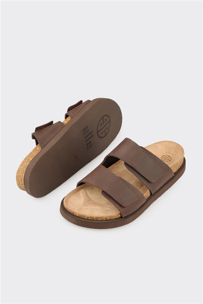 Kahve Deri Erkek Terlik