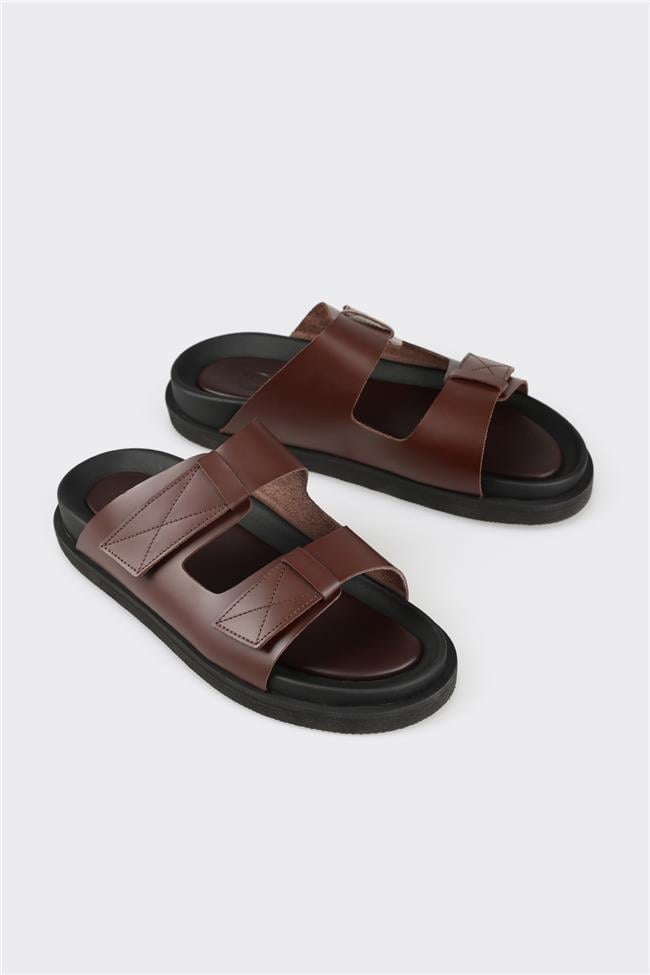 Kahve Deri Erkek Terlik