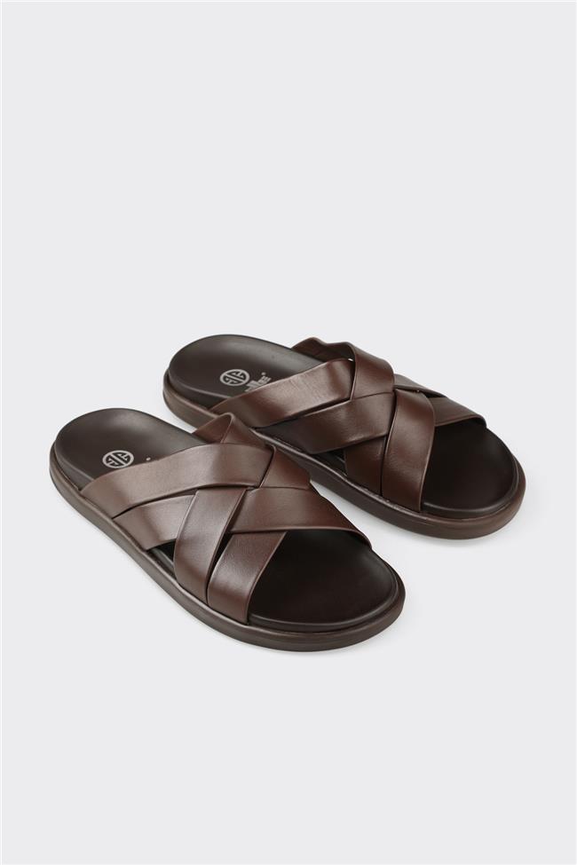 Kahve Deri Erkek Terlik