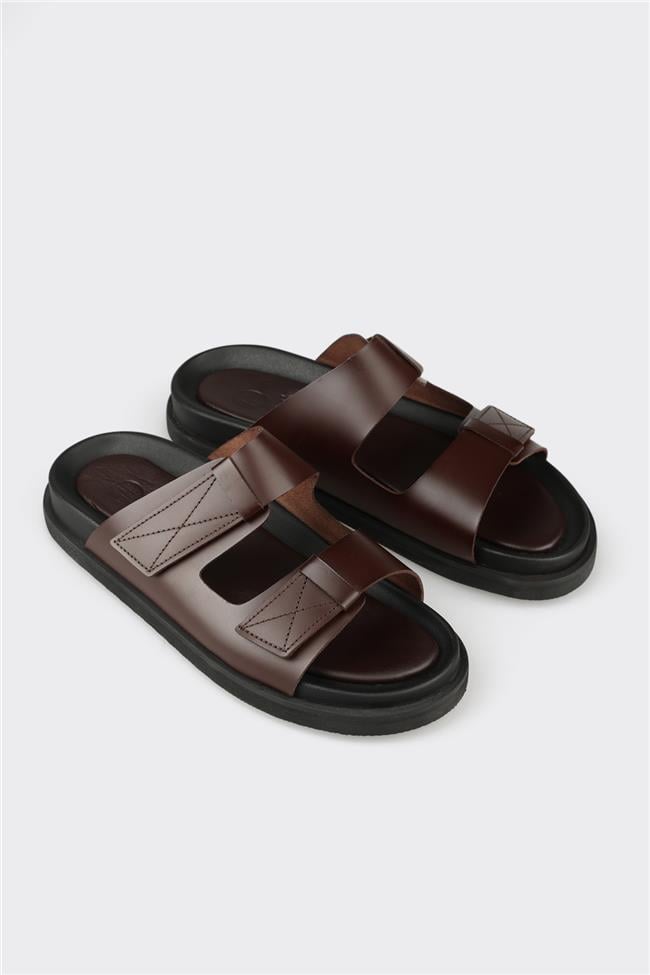 Kahve Deri Erkek Terlik