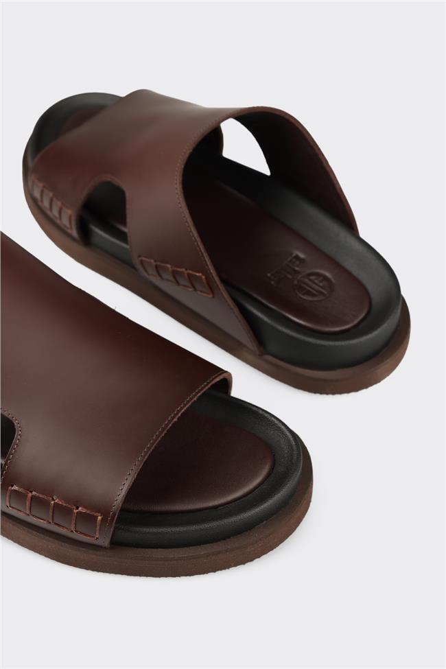 Kahve Deri Erkek Terlik