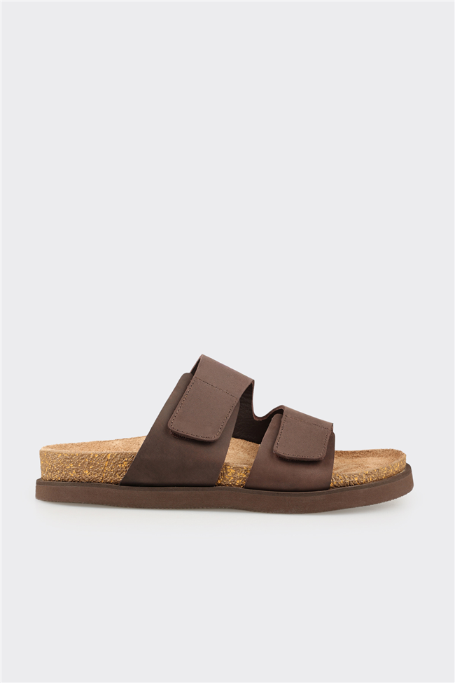 Kahve Deri Erkek Terlik