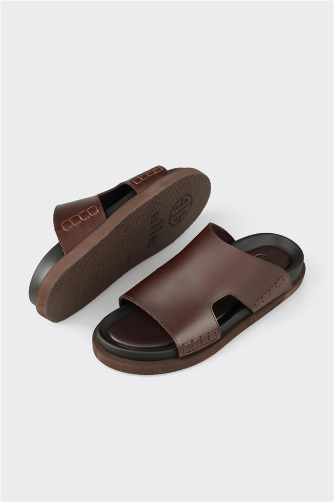 Kahve Deri Erkek Terlik