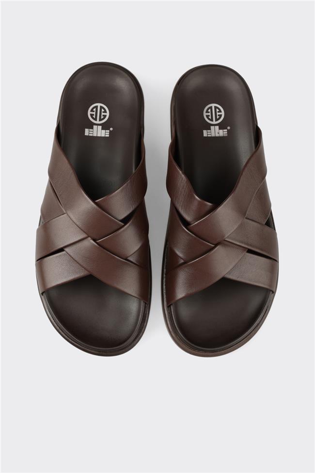 Kahve Deri Erkek Terlik